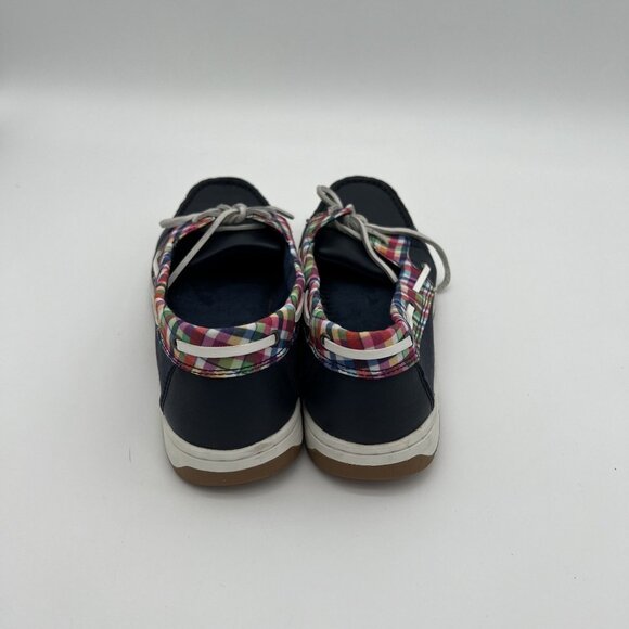 Falls Creek Womens Size 10 Plaid & Navy Boat Shoes Casual Slip-On Style - Picture 3 of 6